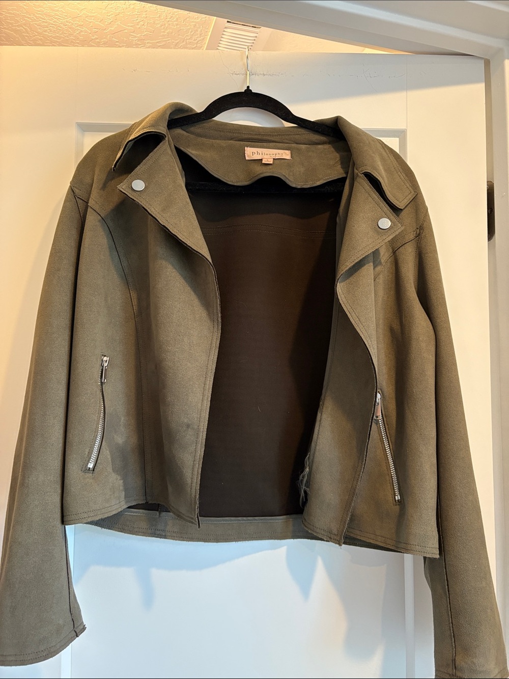 Philosophy Olive Green Moto-Style Jacket